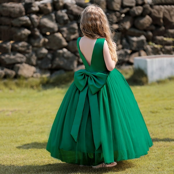 Vestido de noche para nina con lazo grande sin espalda vestido de gasa esponjosa para nina vestido de princesa vestido de nina de las flores para