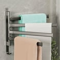 thumbnail image 3 of Swivel Towel Rack for Bathroom with 4 Swing Arms and Hook, No Drill Aluminum Towel Bar for Wall Mounted Storage and Organization, 3 of 8