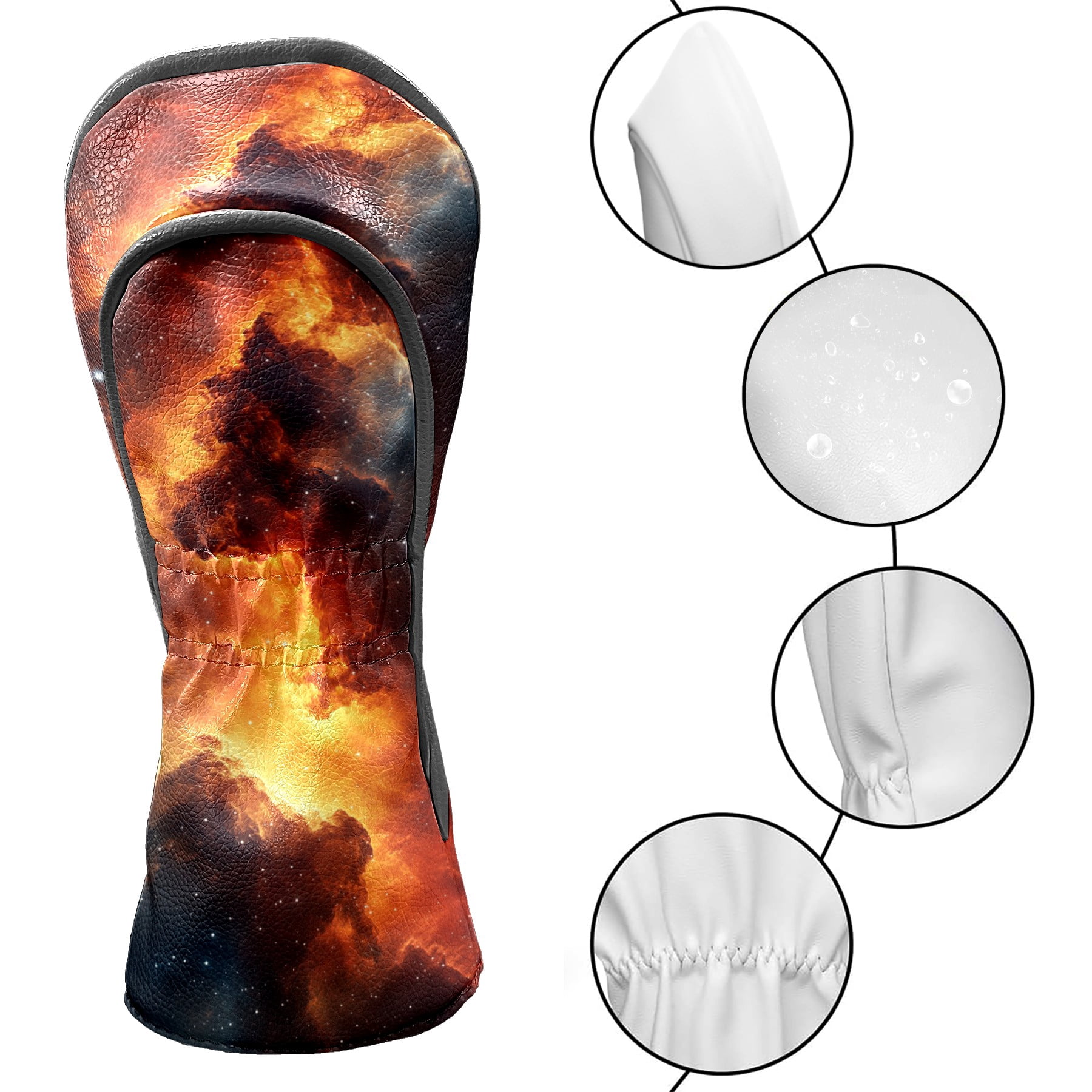 Golf Club Covers PU Leather Waterproof Head Covers for Fairway Woods Hybrids Wonderful Nebula