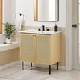 thumbnail image 2 of Modway Chaucer 30" Wood & Rattan Bathroom Vanity in Oak/White, 2 of 16
