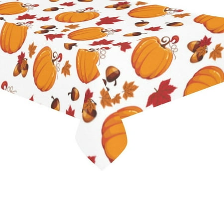 Thanksgiving Tablecloths Target MYPOP Home Thanksgiving Orange Pumpkin Cotton Linen Tablecloth 60x120 Inches, Fall Red Maple Leaf Desk Sofa Table Cloth Cover for Party Decor ()