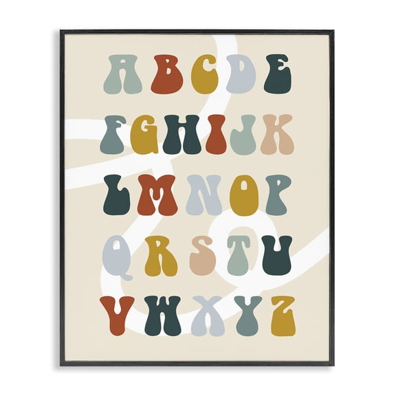 Stupell Industries Eclectic Earth Tones Alphabet Black Framed Giclee Art, 11 x 14, by Lil' Rue