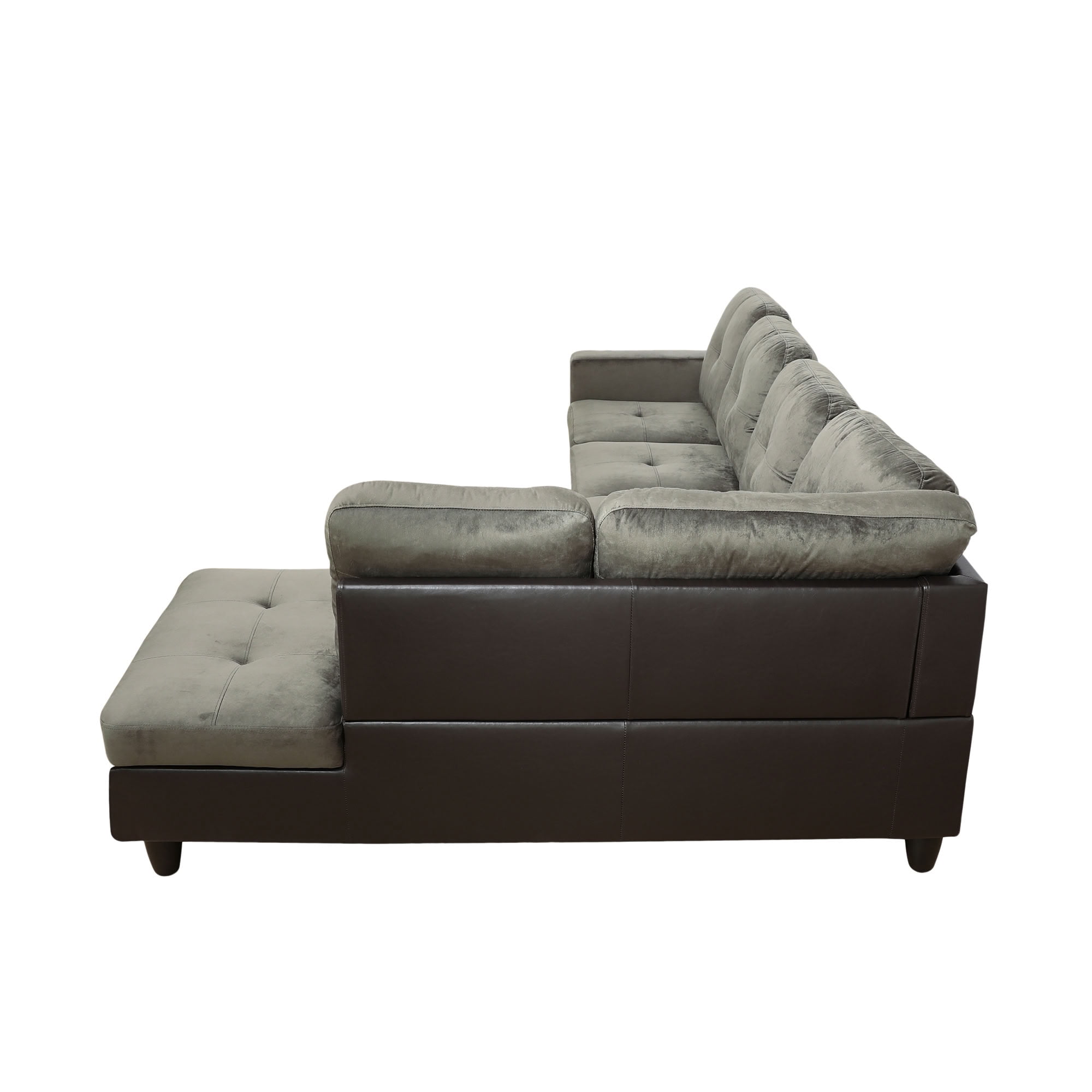MAYEERTY L-Shaped Sectional Sofa Set, Flannel Modular Couch with Storage Ottoman & Chaise for Living Room Family Room, Taupe