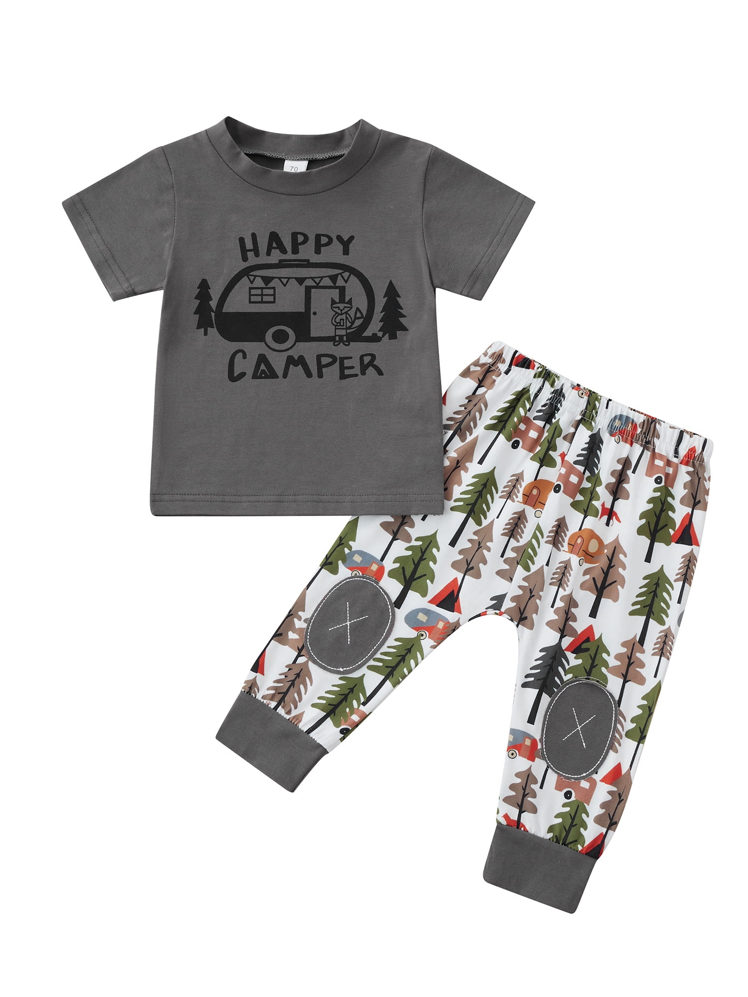 2pcs Toddler Kids Baby Boys Short Sleeve T-shirt+pants Casual Clothes Set 