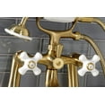 thumbnail image 3 of Kingston Brass KS228PXSB Deck Mount Clawfoot Tub Faucet with Hand Shower, Brushed Brass, 3 of 3