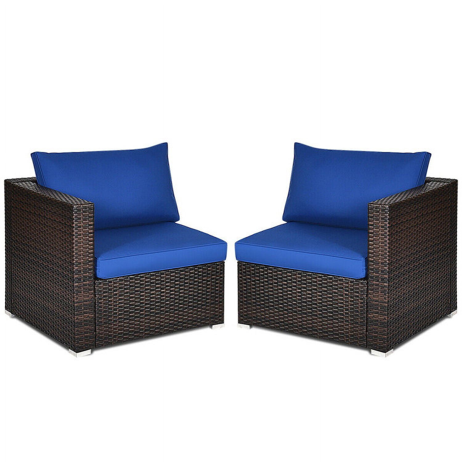 Aimee Lii 2PCS Patio Rattan Sectional Conversation Sofa Set, Outdoor Patio Set, Navy Aimee Lii 2PCS Patio Rattan Sectional Conversation Sofa Set, Outdoor Patio Set, Navy