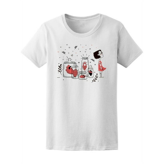 Cute Girl Grunge Hearts In Jars T-Shirt Women -Image by Shutterstock, Female XX-Large