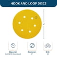 thumbnail image 5 of Benchmark Abrasives 6" Premium Aluminum Oxide Stearated Gold 6 Holes Hook and Loop Discs (50Pack) - 220 Grit, 5 of 6