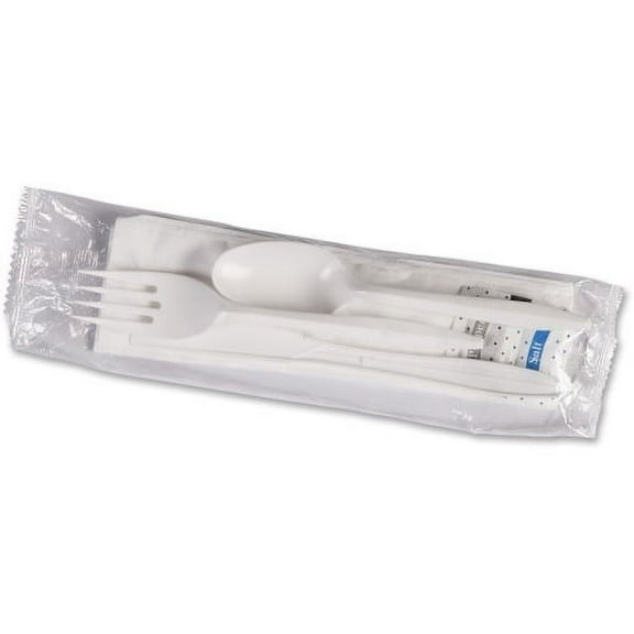 Genuine Joe Fork/Knife/Spoon Utensil Kit 250 Piece(s) - 250/Carton - Spoon - Knife - Fork - Disposable - Polystyrene - White
