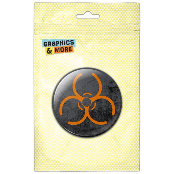 Biohazard Warning Symbol Distressed Orange Pinback Button Pin Badge