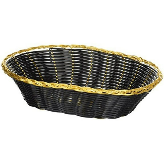 Winco Oval Woven Basket Black/Gold | 1 Each