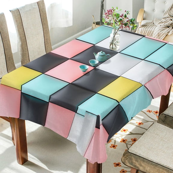 Yayeee Tablecloths 54" x 54" Rectangle Wrinkle Resistant Party Table Cover, Gray Checkered Pattern