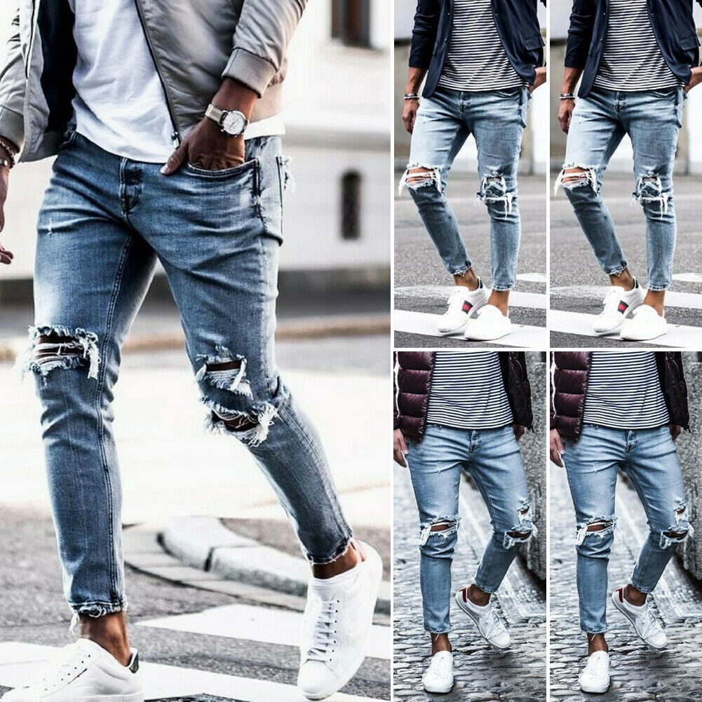 Handsome Fashion Men's Ripped Skinny 