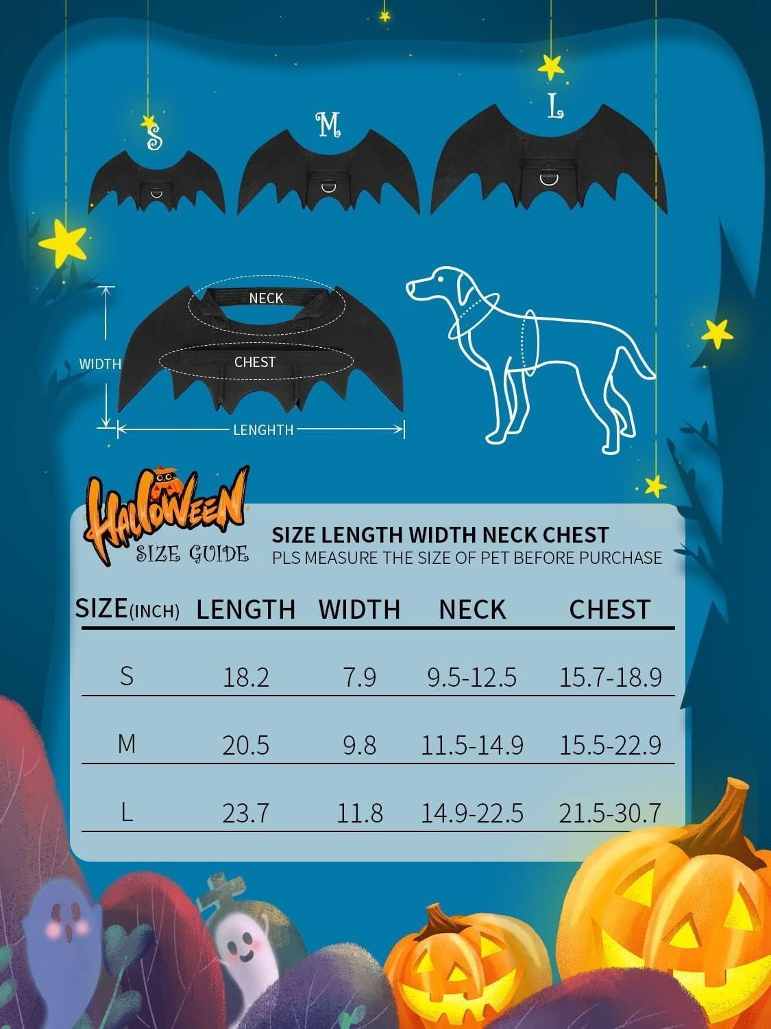 Pet Bat Wing Costume with Adjustable Velcro Straps for Dogs and Cats Halloween Party Cosplay