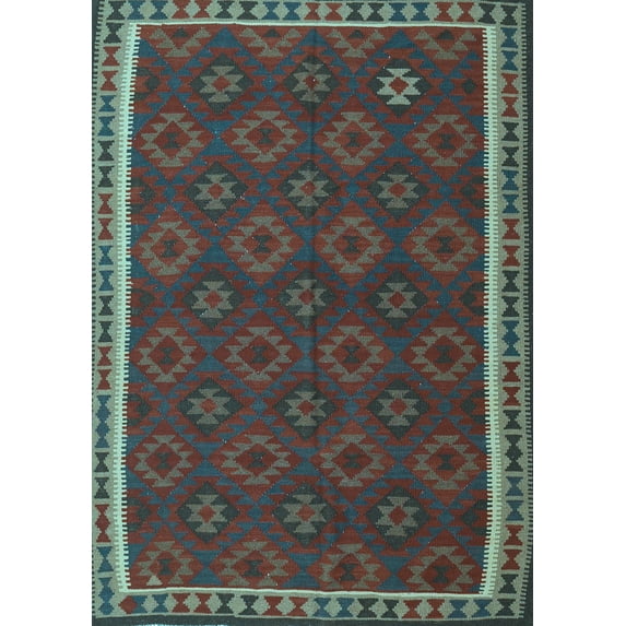 Ahgly Company Indoor Rectangle Southwestern Light Blue Country Area Rugs, 2' x 4'