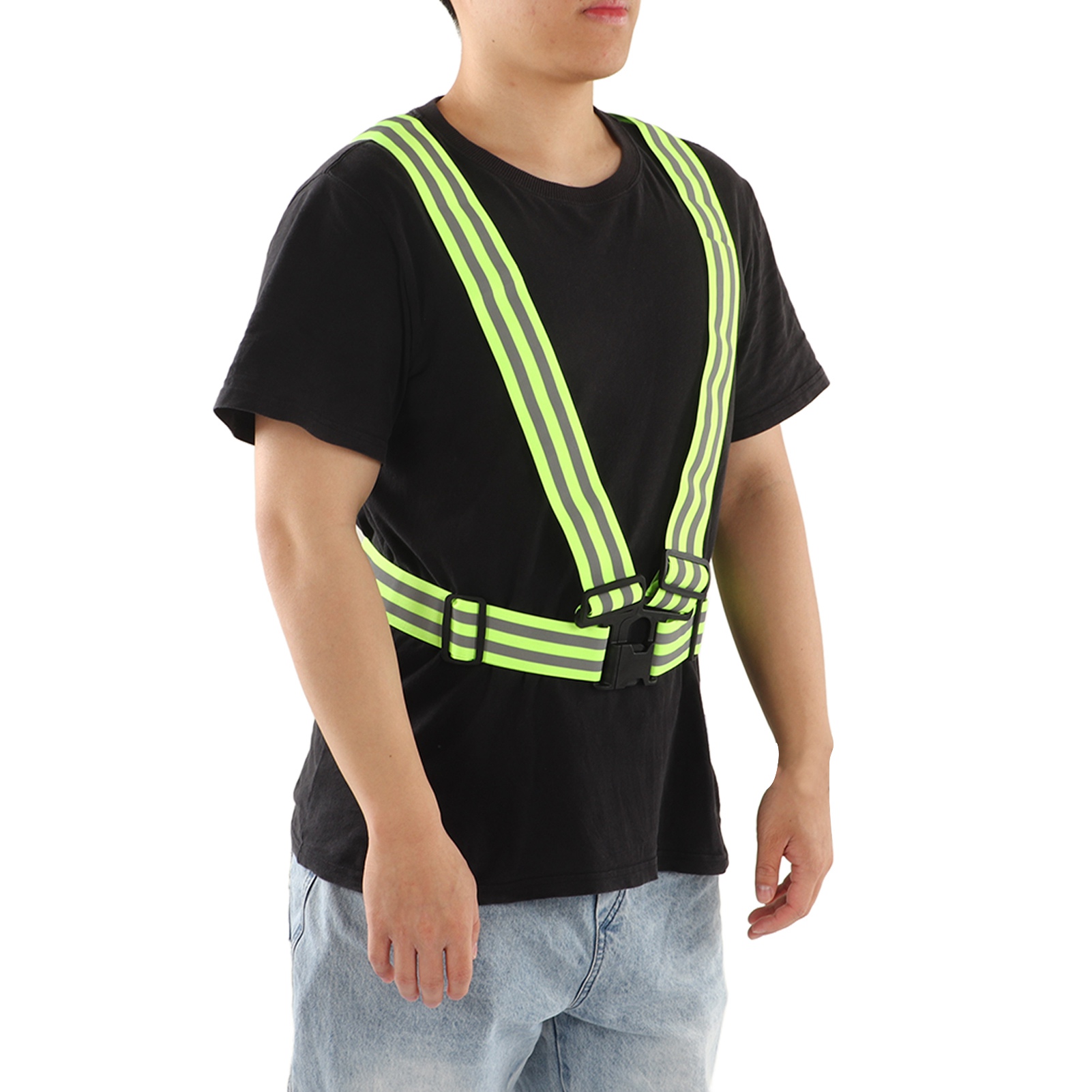Gilet De Sécurité Réfléchissant Jaune Fluorescent + Sac Banane – Unisexe, Réglable, Pour Running, Vélo, Jogging