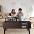 thumbnail image 4 of PRZL Lift Top Coffee Table with Hidden Compartment - Modern Living Room Dining Table with Rising Tabletop Lifttop Desk for Apartment, Home, Condo (Espresso), 4 of 7