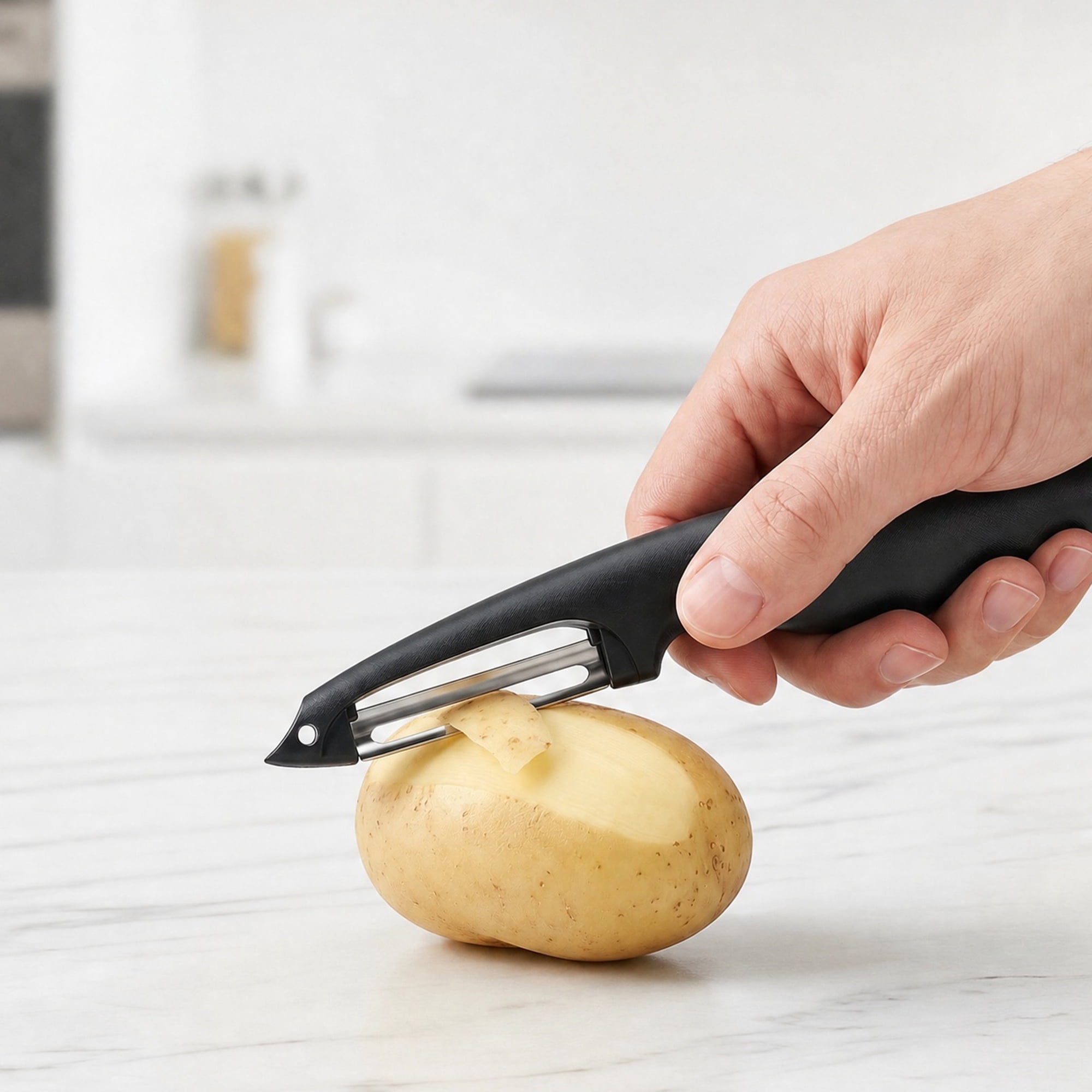 Unique Bargains Plastic Vegetable Peeler with Comfortable Ergonomic Handle Black 7.3x1 in