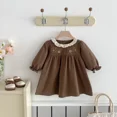 thumbnail image 4 of Vestido coreano de primavera para niñas de 0 a 4 años, vestido elegante de princesa con solapa y cuello de encaje para niños, ropa de exterior bordada con flores para niñas, 4 of 6