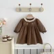 thumbnail image 4 of Vestido coreano de primavera para niñas de 0 a 4 años, vestido elegante de princesa con solapa y cuello de encaje para niños, ropa de exterior bordada con flores para niñas, 4 of 6
