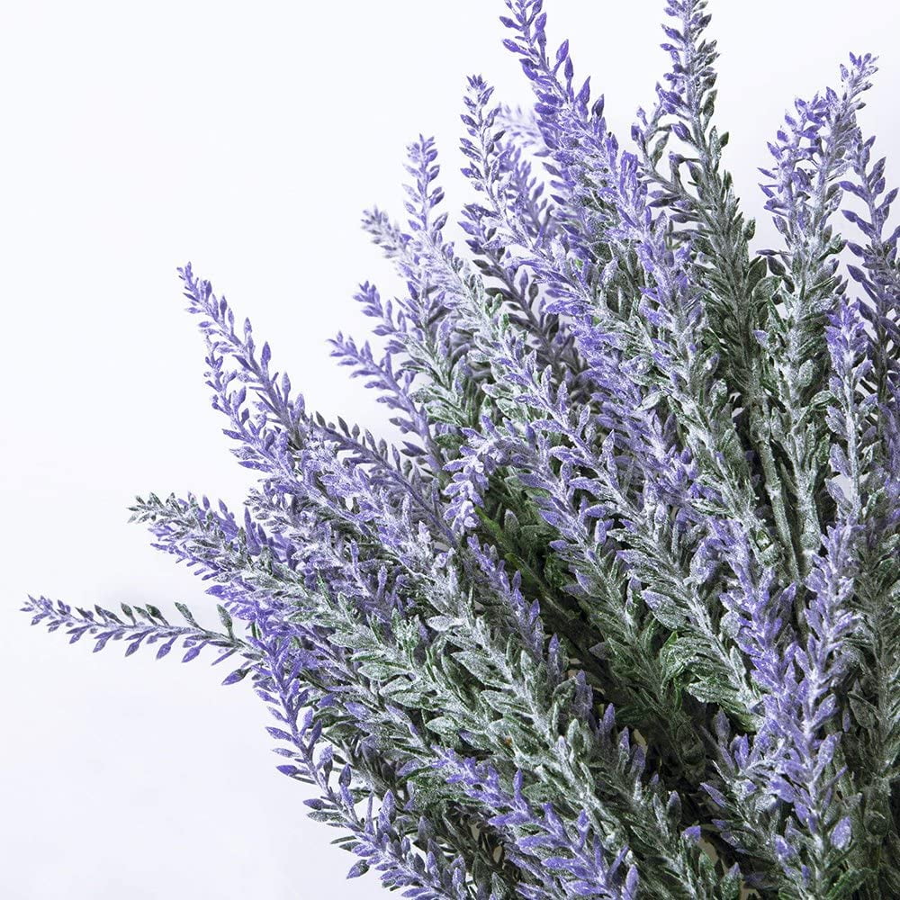 TENCHY Artificial Lavender Fake Flowers, 6 Bundles White Lifelike Faux Foliage Plants Shrubs for Wedding Bouquets, Outside Hanging Planter, Farmhouse Indoor Outdoor Patio Home Decor