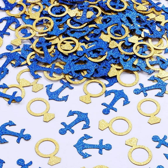 Sursurprise Nautical Bachelorette Party Supplies - 200 Pack Anchor Diamond Ring Table Confetti Glitter for Nautical Bridal Shower Decorations Cruise Engagement Wedding Decor