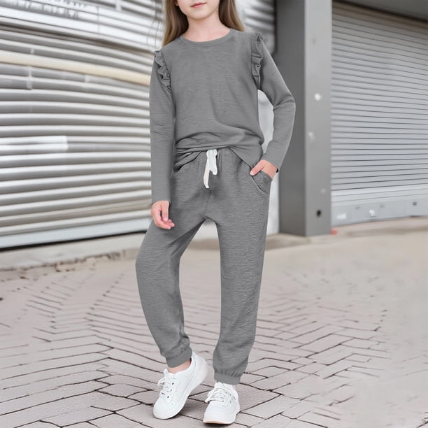 Conjuntos de blusas y camisas de cuello redondo y manga larga para niñas y niños, otoño invierno, blusas de cuello redondo y manga larga, pantalones cortos casuales, traje deportivo para bebé, top de
