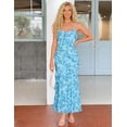 thumbnail image 5 of Merokeety Womens Summer Dresses Floral Spaghetti Deep V Neck Backless Asymmetric Maxi Dress Blue xl, 5 of 9