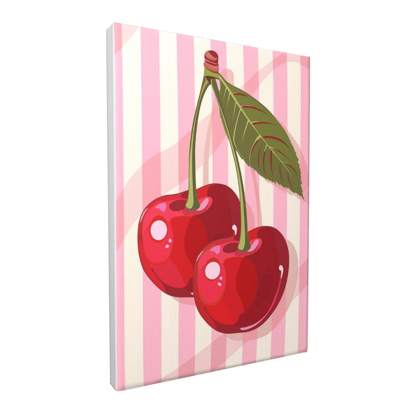 12x18 inch Decorative Paintings For Wall Red Cherry,Home Yard,Orchard,Plantation Wall Decor Art Prints,Gift For Cherry Lovers,Classic Red Cherry Decor Canvas Frameless Picture,For Kitchen,Bar