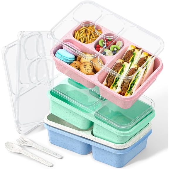 Large capacity lunch box set (4-piece) - Stackable lunch boxes