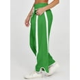 thumbnail image 5 of Women'S Baggy Wide Leg Pants Casual Drawstring Elastic Waisted Contrast Color Workout Y2K Track Pants Green L, 5 of 8