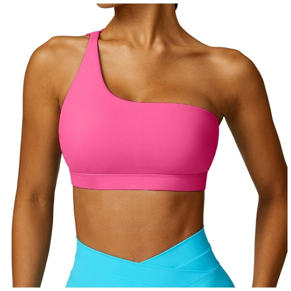 MKLEKYYBackless Bra for Large Bust Backless Sports Bra Women's One Shoulder Sexy Padded Bustier Push Up Gym Tops Straps Yoga Bra Workout Bra Fitness Bralette
