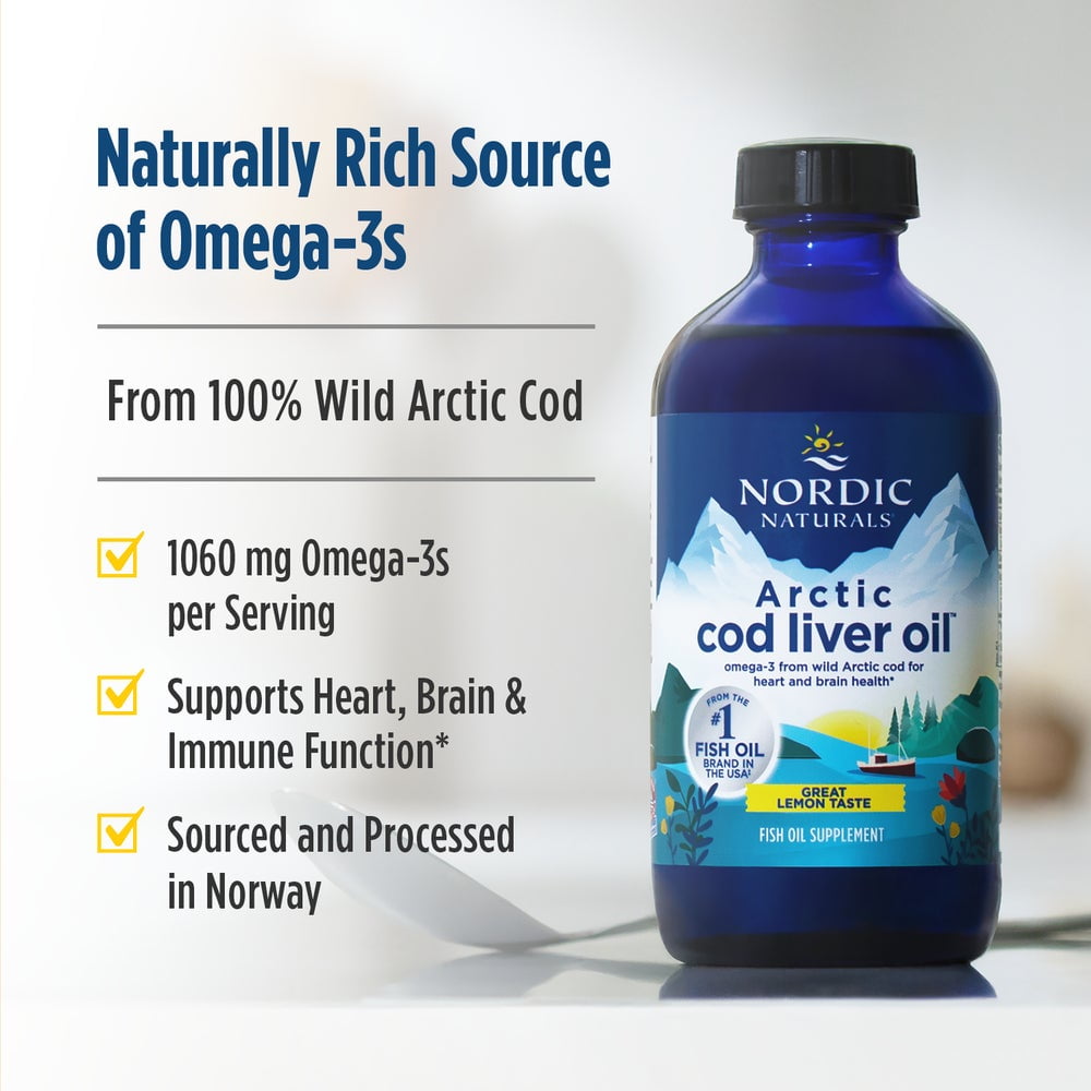 Nordic Naturals Arctic Cod Liver Oil Liquid, 1060 Mg, Lemon, 8 Oz