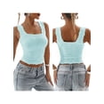 thumbnail image 3 of ZAXARRA Women Wide Straps Crop Tank Tops Casual Floral Sleeveless Lettuce Trim Slim Fit Crop Cami Vest Tops, 3 of 5