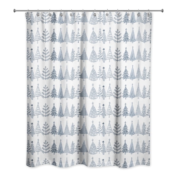Creative Products Blue Tree Pattern 71x74 Shower Curtain