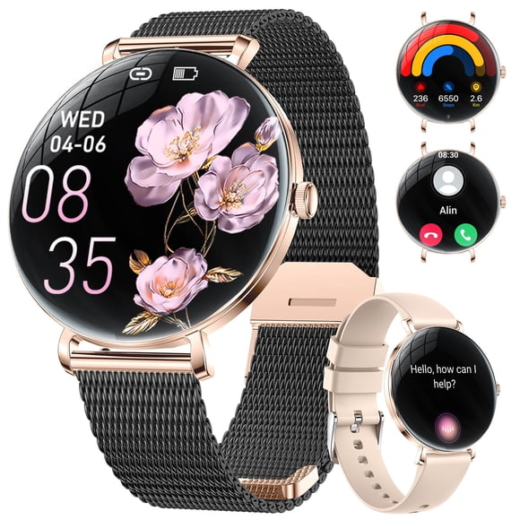 Reloj inteligente LIGE para mujer de 1,43 pulgadas AMOLED para Android y iPhone, color negro