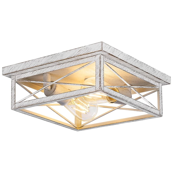 Luminaria Kondras de metal blanco envejecido de 2 luces, 27 x 10 cm, 120 V