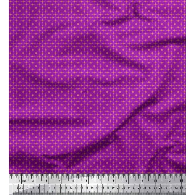 Soimoi Purple polyester Crepe Fabric Artistic Geometric Print Fabric by the Yard 52 Inch Wide