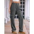 thumbnail image 2 of Women High Waisted Cargo Pants Wide Leg Casual Pants 6 Pockets Trousers Grey XXL, 2 of 6