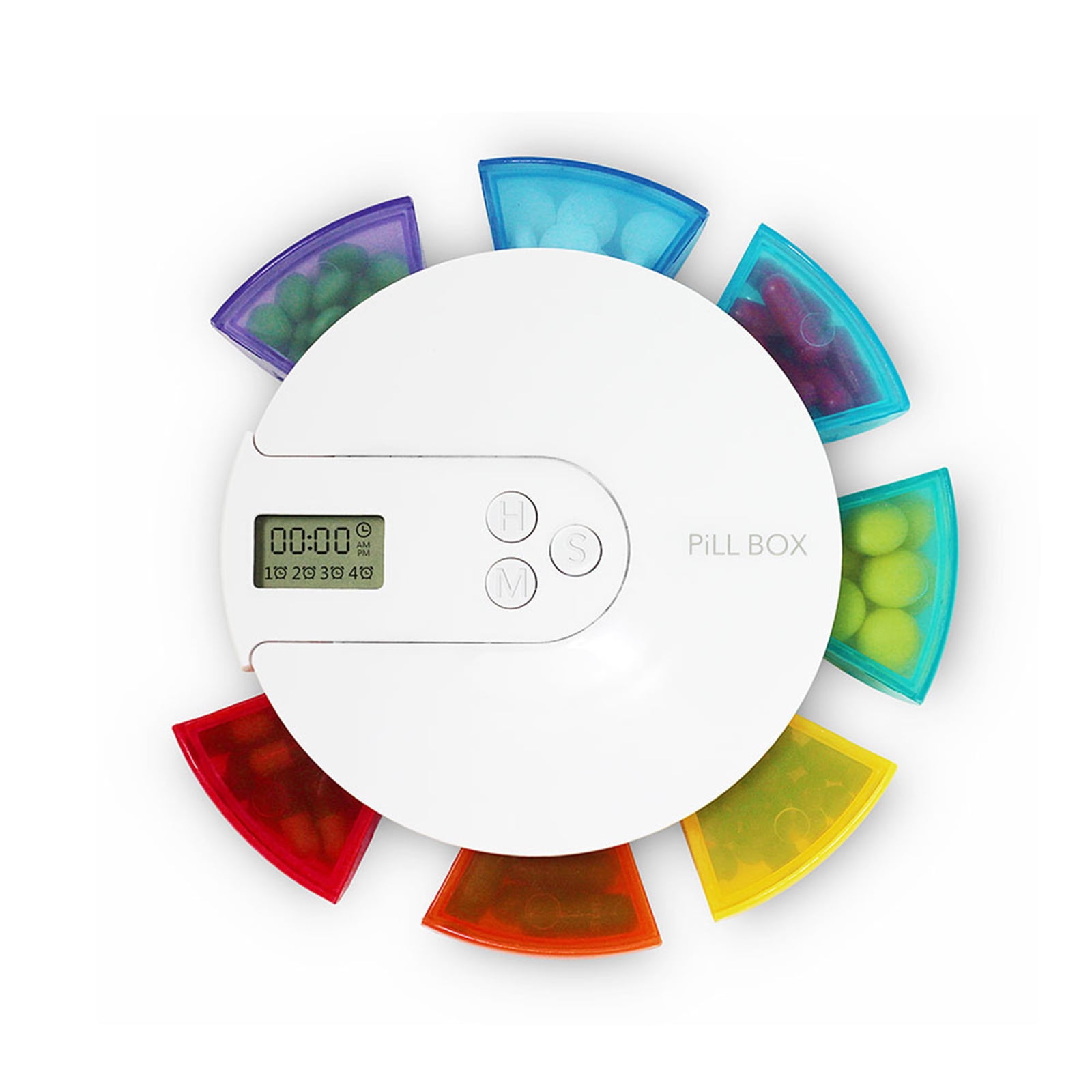 Organizer Electronic Pill Box with Smart Reminder Portable 7 Grids Weekly Pill Organizer with Timer 12/24 Hour Clock 4 Alarm Clocks Waterproof Food-Grade Material for Pills
