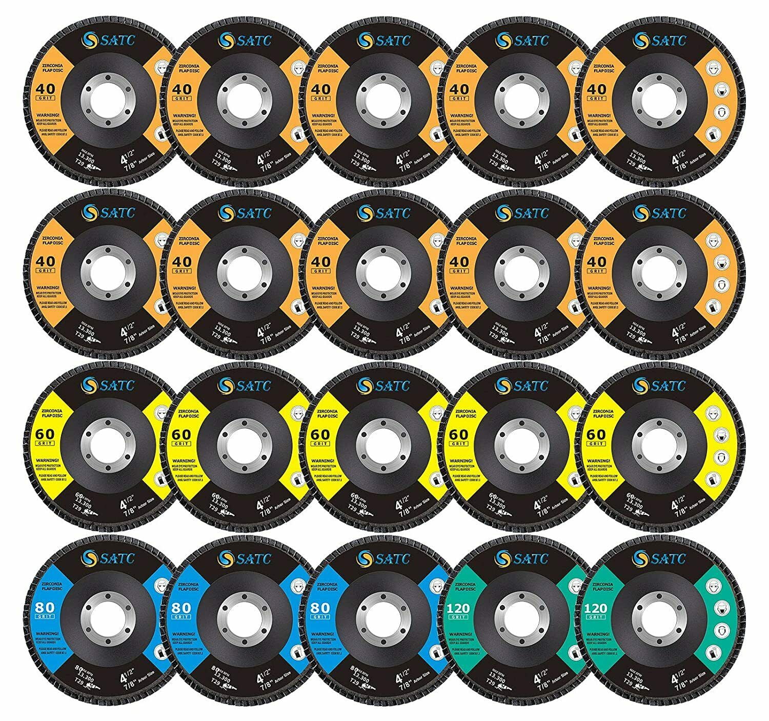 4.5" x 7/8" Zirconia Flap Discs T29 Sanding Grinding Wheels Flap Discs 120 Grit