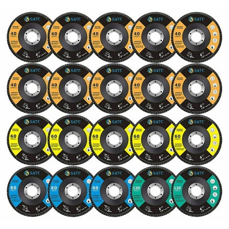 

SATC 20 Pack 4-1/2 X 7/8 Premium Zirconia T29 Flap Disc 40 60 80 120 Grit Assorted for Angle Grinder 4.5 inch Sanding Grinding Wheels