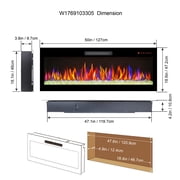50 Electric Fireplace,16 Adjustable Flames,Freestanding/Wall Mounted/Recessed,1400W Fireplace Insert,Wall Fireplace Electric with Remote Control,Timer,Ultra-Thin Design,Black