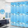 thumbnail image 1 of shower curtain waterproof and mildew-proof shower curtain dolphin single curtain 240 width * 200 height [send hanging ring], 1 of 1