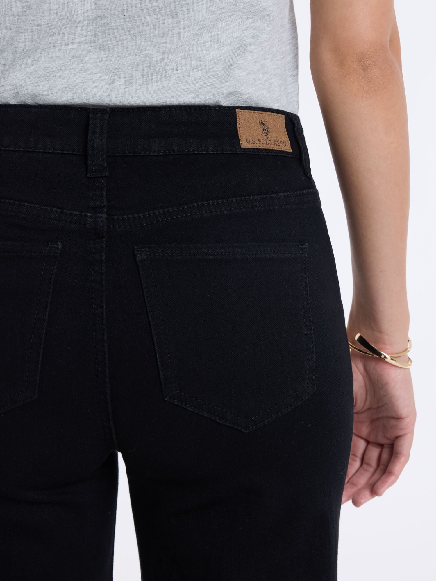U.S. Polo Assn. Women's High Rise Relaxed Knit Denim Wide Leg Jeans