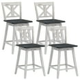 thumbnail image 1 of Gymax 4PCS Swivel Bar Stools w/ Footrest Counter Height Chairs for Home White, 1 of 5