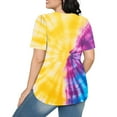 thumbnail image 5 of jtjvou Women's Business Work Blouse Going out Tops for Teen Tie Dye Tees Trendy Fashion Lady Summer Short Sleeve Blouse Crewneck Pullover Casual Loose Multicolor,L, 5 of 6