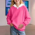 thumbnail image 2 of xaoyunyn Pullover for Girls Casual Loose Long Sleeve Spring Fall Color Block Hooded Sweatshirts 2-15 Years, 2 of 6