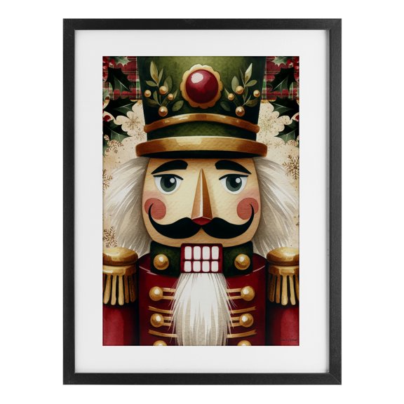 Stupell Industries Traditional Traditional Festive Nutcracker Black Framed Print Under Glass, 14 x 20, by Nicole DeCamp
