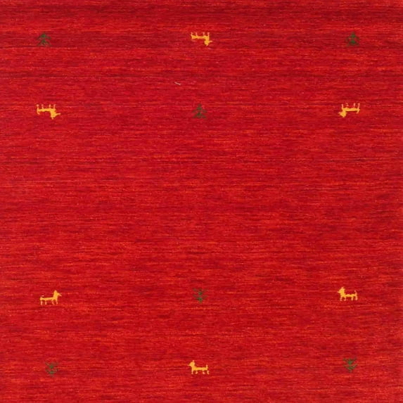 Ahgly Company Indoor Square Contemporary Orange Red Abstract Area Rugs, 5' Square